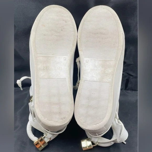 BUSCEMI Unisex 100MM ALTA White Leather 24kt Hrdw Hi-Top Sneakers Shoes Size 41 - Picture 10 of 12